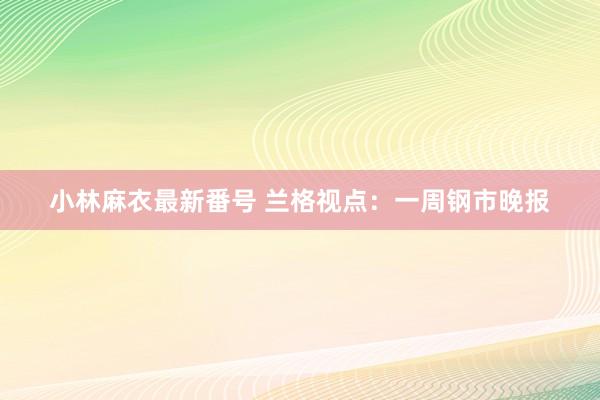 小林麻衣最新番号 兰格视点：一周钢市晚报