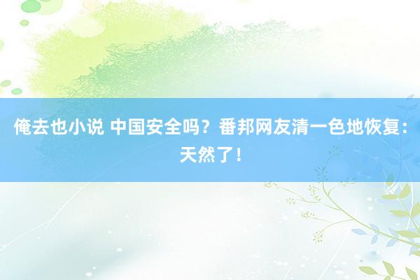 俺去也小说 中国安全吗？番邦网友清一色地恢复：天然了！